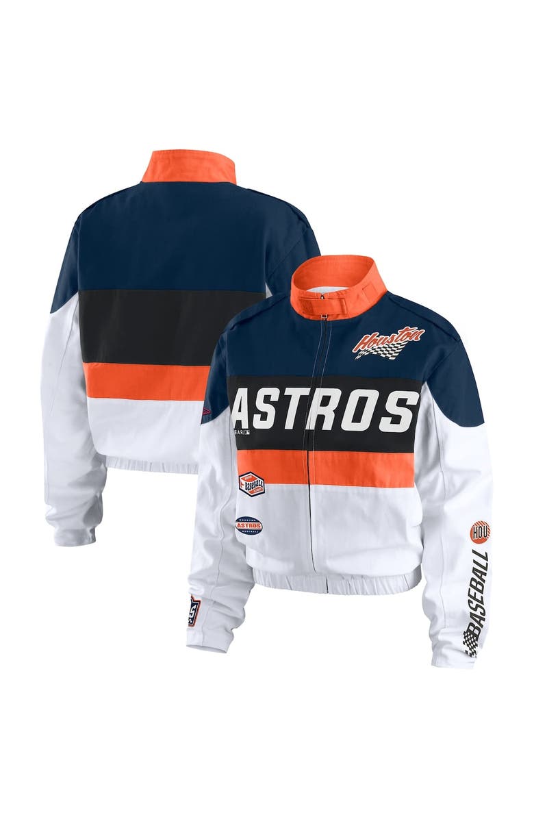 WEAR by Erin Andrews Women's WEAR by Erin Andrews  Orange/White Houston Astros Racing Full-Zip Jacket, Main, color, Orange