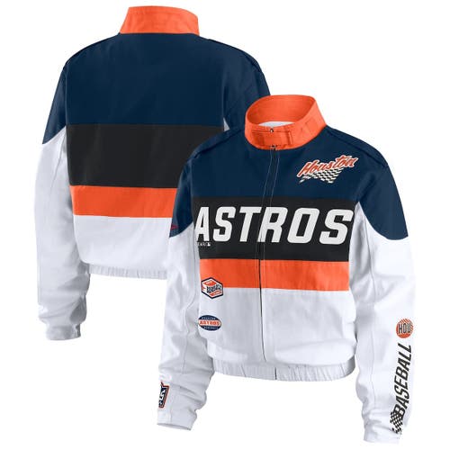Wear By Erin Andrews Orange/white Houston Astros Racing Full-zip Jacket In Animal Print