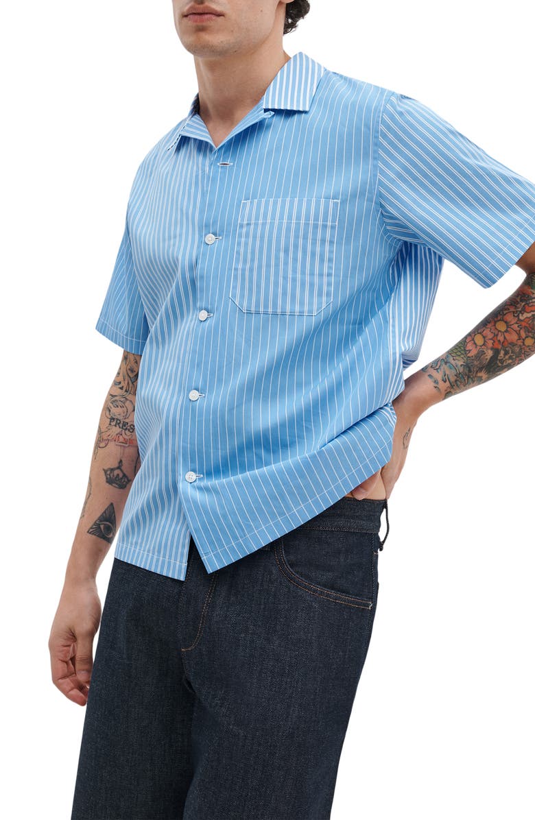 rag & bone Avery Stripe Camp Shirt, Alternate, color, Blue Multi Stripe