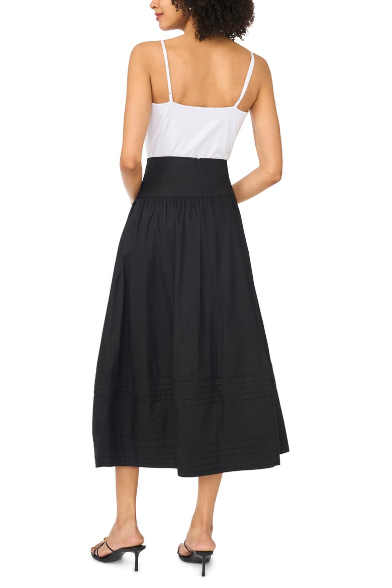A-Line Cotton Midi Skirt, Alternate, color, RICH BLACK