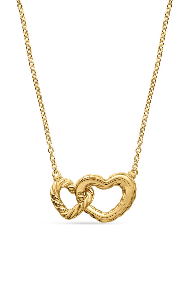 David Yurman Double Heart Pendant Necklace in 18K Yellow Gold with Diamonds, Alternate, color, Diamond