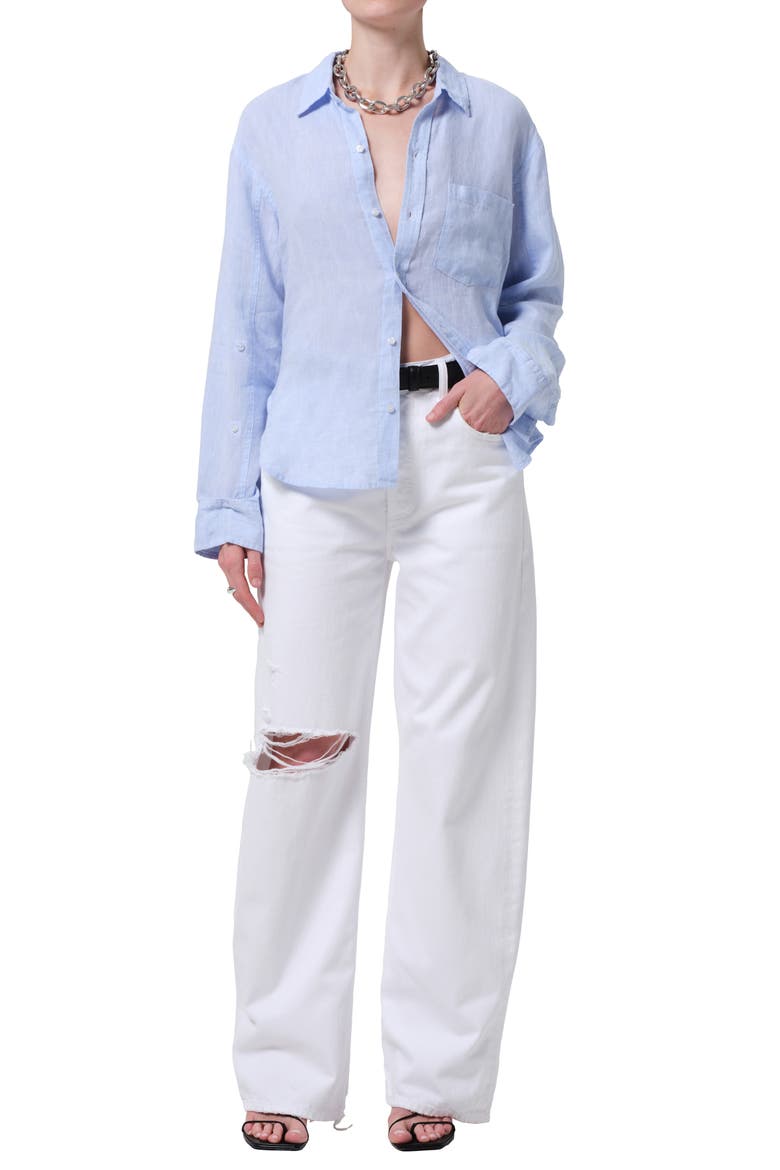 Ayla Ripped Baggy Wide Leg Jeans, Alternate, color, ZINC (WHITE)