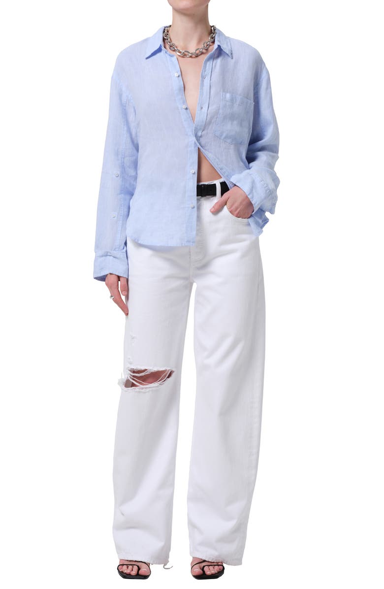 Citizens of Humanity Ayla Ripped Baggy Wide Leg Jeans, Alternate, color, Zinc (White)