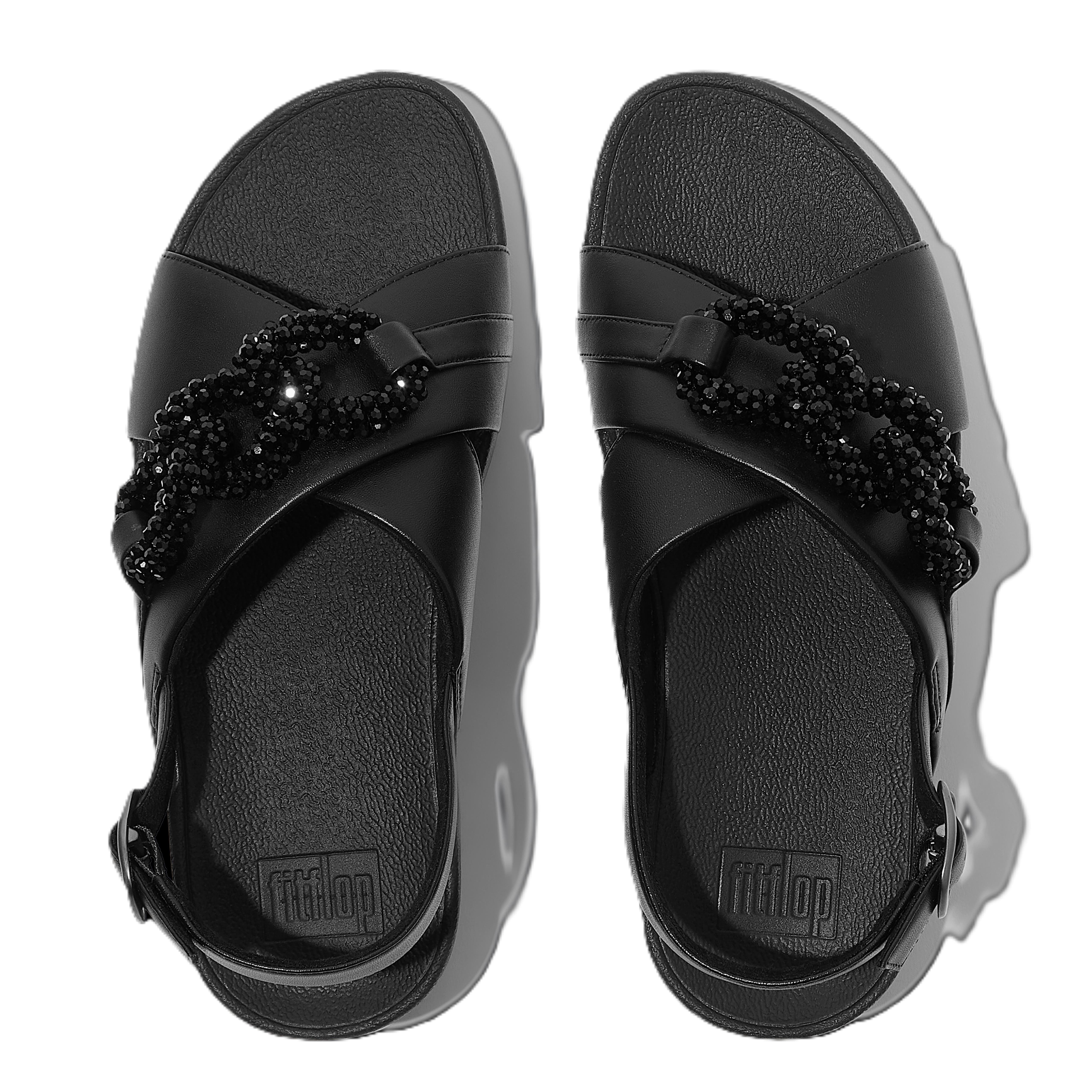 FitFlop Lulu Beaded Chain Back Strap Sandals, Alternate, color, Black