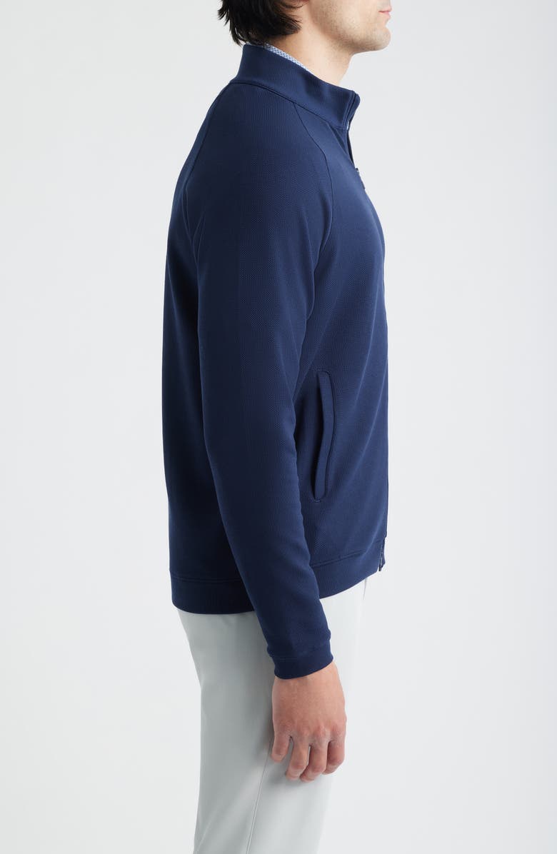 Peter Millar Cradle Full Zip Long Sleeve Piqué Knit Shirt, Alternate, color, Navy