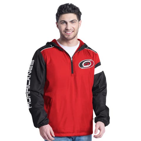 Men's G-III Sports by Carl Banks Red/Black Carolina Hurricanes Lateral Half-Zip Hoodie Jacket