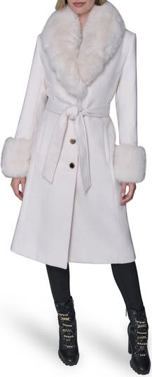 KARL LAGERFELD PARIS Faux Fur Wool Blend Coat Nordstrom