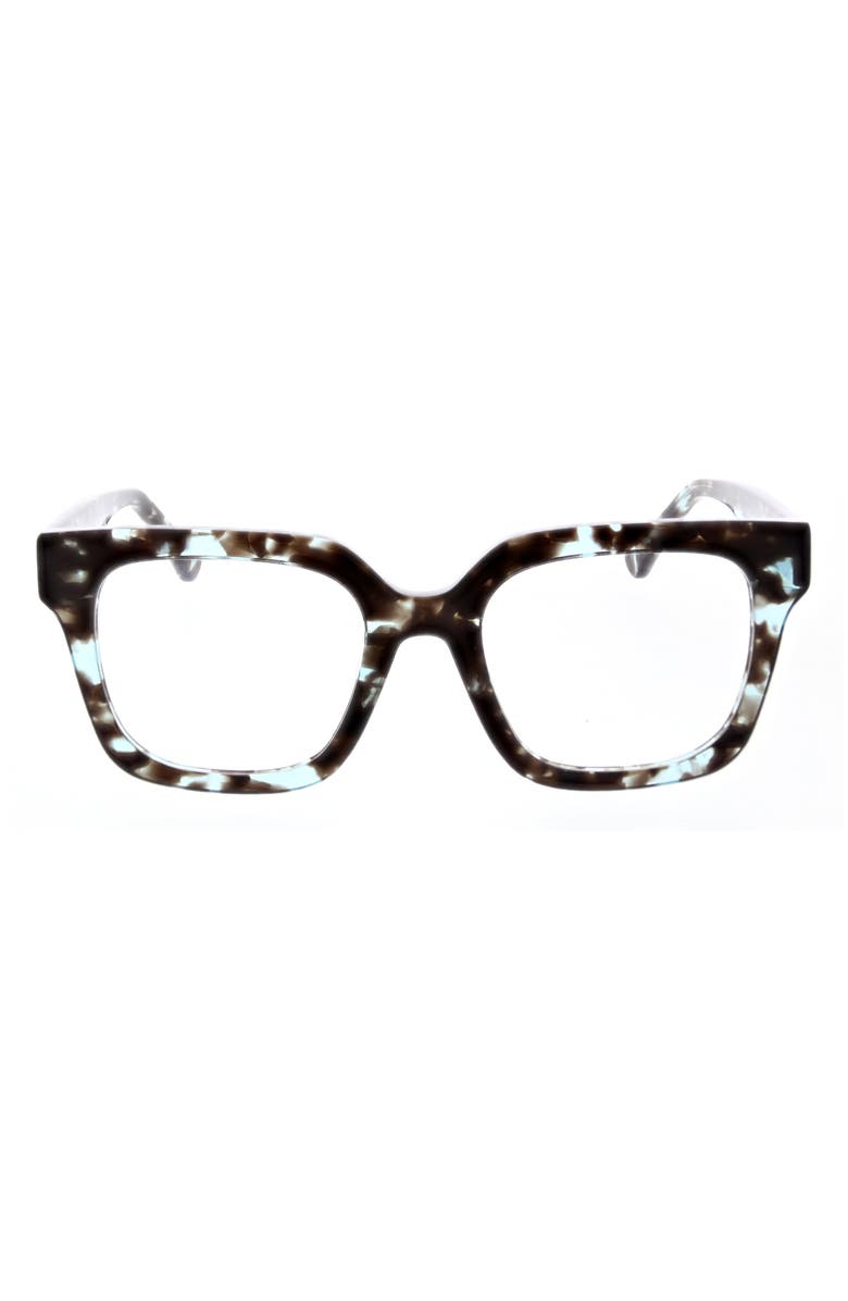 Oscar de la Renta 51mm Chunky Square Reading Glasses, Main, color, Blue Demi