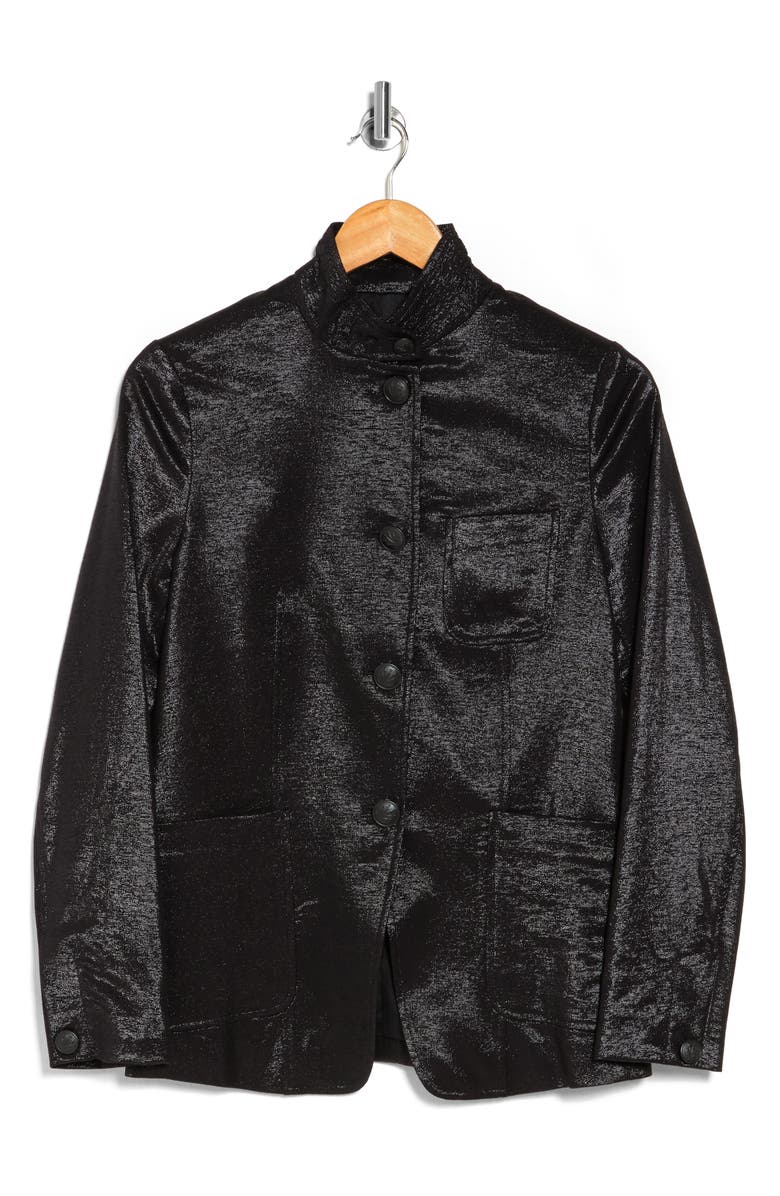 rag & bone Sid Metallic Wool Blend Jacket, Alternate, color, Black