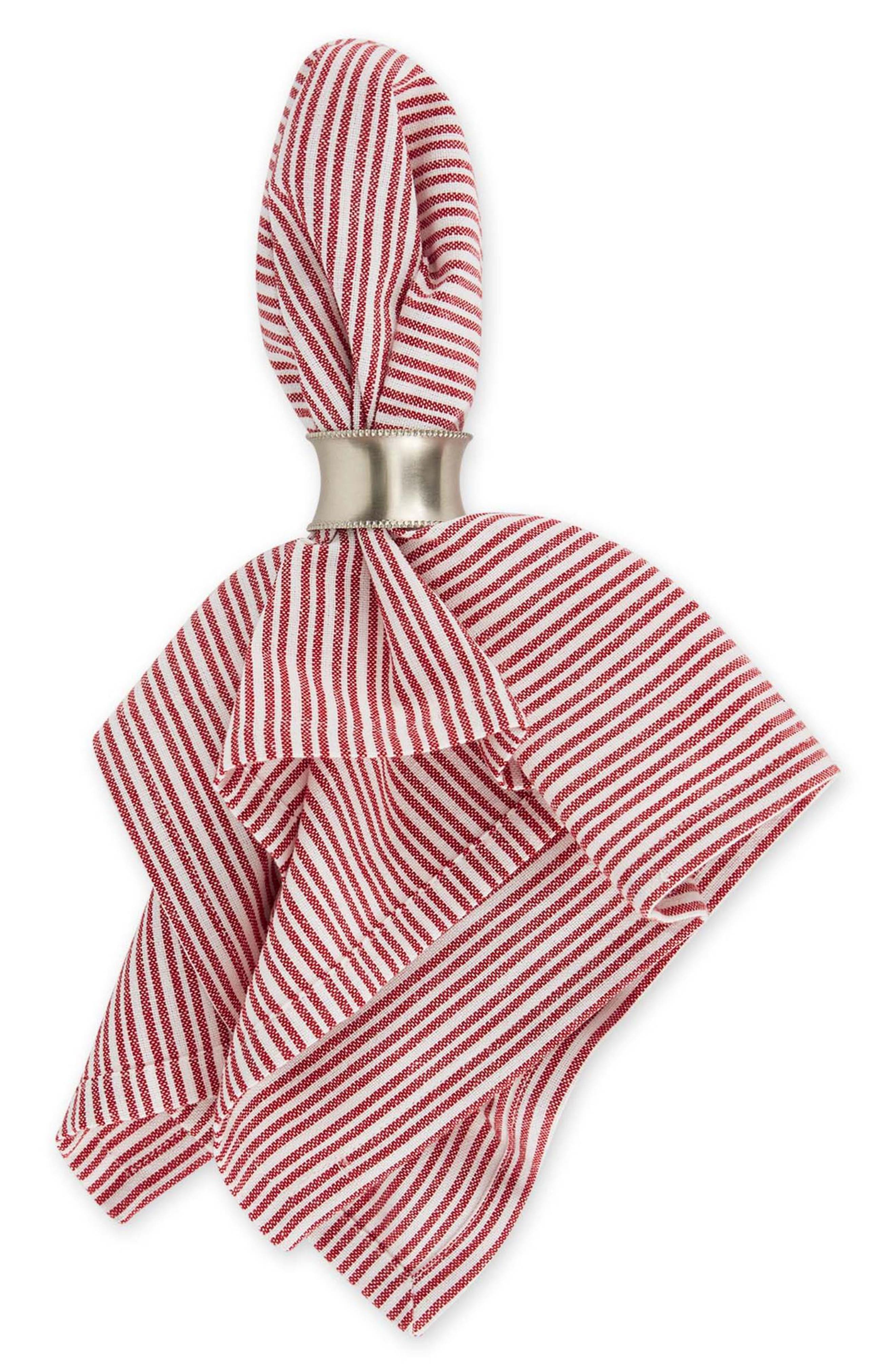 Design Imports Candy Cane Stripe 4-Piece Napkin Set | Nordstromrack