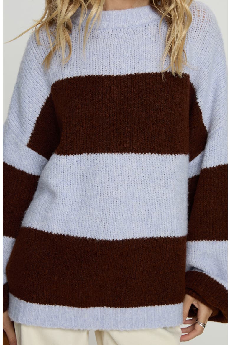 Bastien Striped Crewneck Sweater, Alternate, color, BLUE/ CHOCOLATESTRIPE
