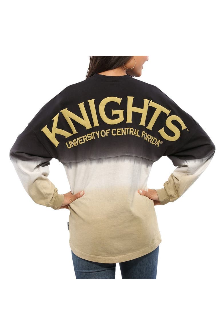 Women's Black UCF Knights Ombre Long Sleeve Dip-Dyed Spirit Jersey, Main, color, BLACK