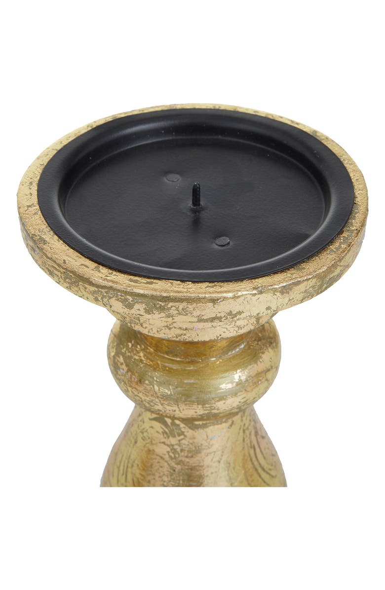 VIVIAN LUNE HOME Goldtone Mango Wood Turned Style Pillar Candle Holder - Set of 3, Alternate, color, Gold