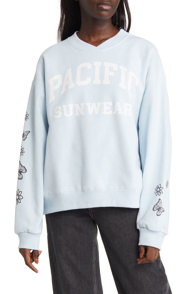 PacSun Butterfly Garden Cotton Blend Graphic Sweatshirt, Main, color, 