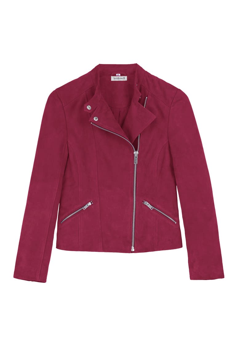 Hudson Suede Biker Jacket, Alternate, color, Bordeaux Blush