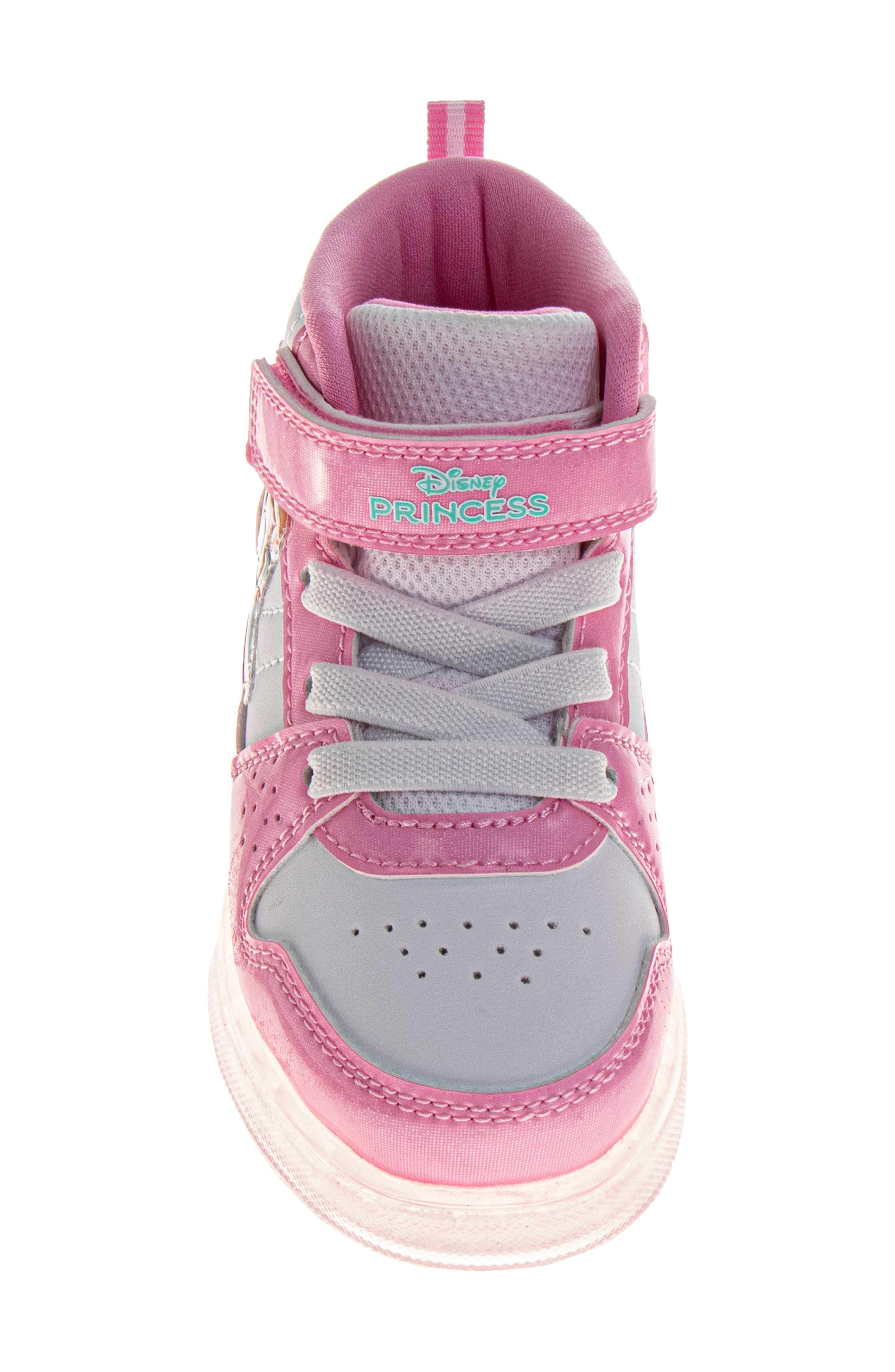 JOSMO Kids' x Disney Princess High Top Light-Up Sneaker, Alternate, color, Purple/ White