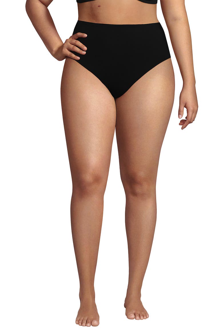 Cheeky High Waisted Bikini Bottoms, Alternate, color, Black