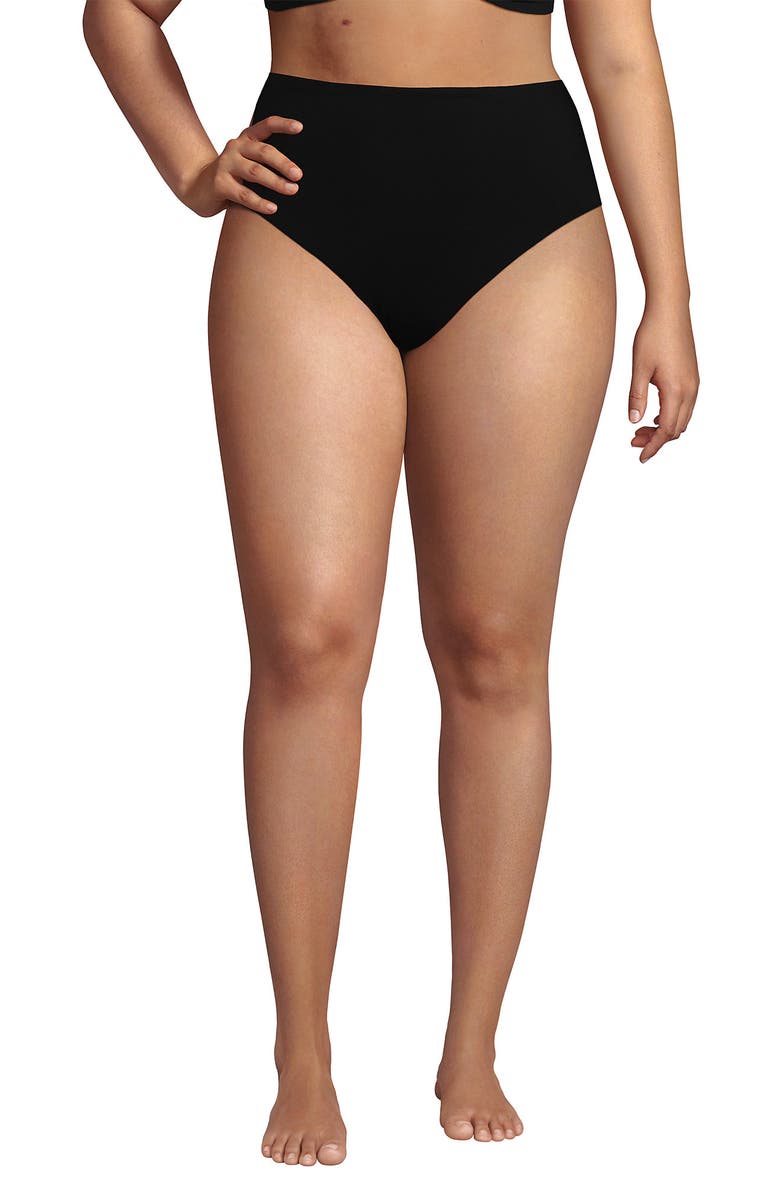 Lands' End Cheeky High Waisted Bikini Bottoms, Alternate, color, Black