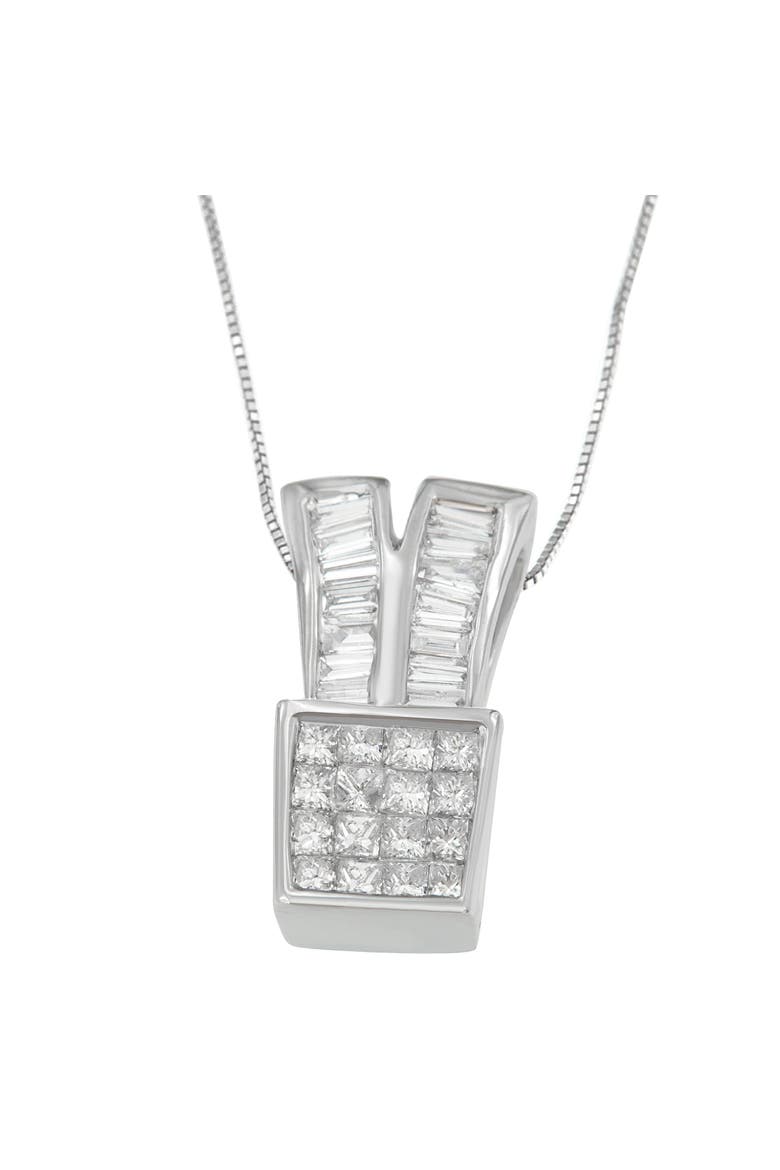 14K White Gold 1 1/3 cttw Diamond Sparkling Shapes Pendant Necklace, Alternate, color, White