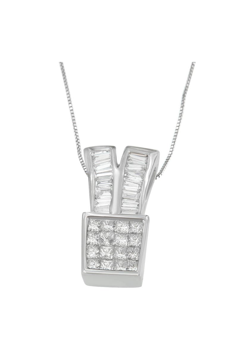 Haus of Brilliance 14K White Gold 1 1/3 cttw Diamond Sparkling Shapes Pendant Necklace, Alternate, color, White