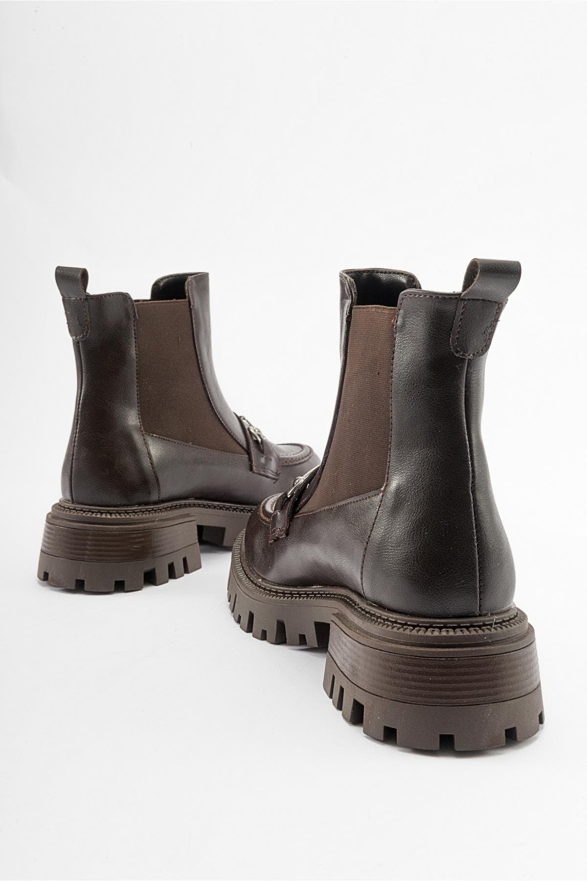 Vesper Buckled Chelsea Boot, Alternate, color, Brown Faux Leather