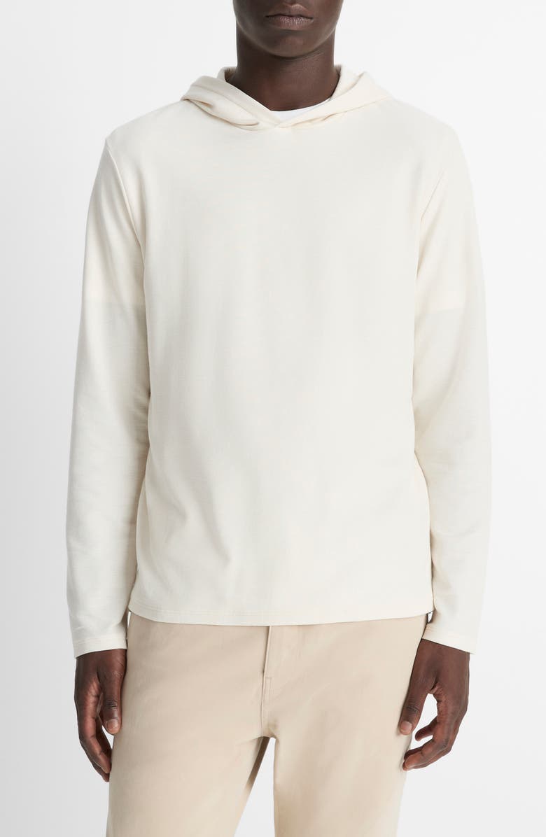 Vince Pima Cotton Piqué Hoodie, Main, color, Blanco
