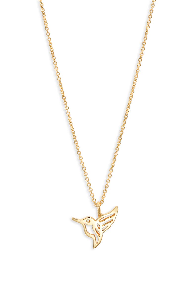 Hummingbird Pendant Necklace, Main, color, GOLD