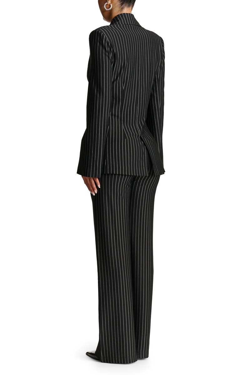 Naked Wardrobe Drama Shoulder Pinstripe Blazer, Alternate, color, Black