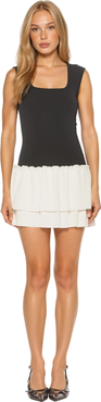 Alexia Admor Kairos Cap Sleeve Square Neck Ruffle Knit Dress
