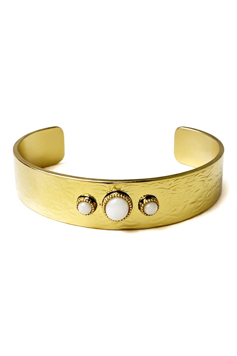 Hammered Circle Cuff Bracelet, Main, color, WHITE