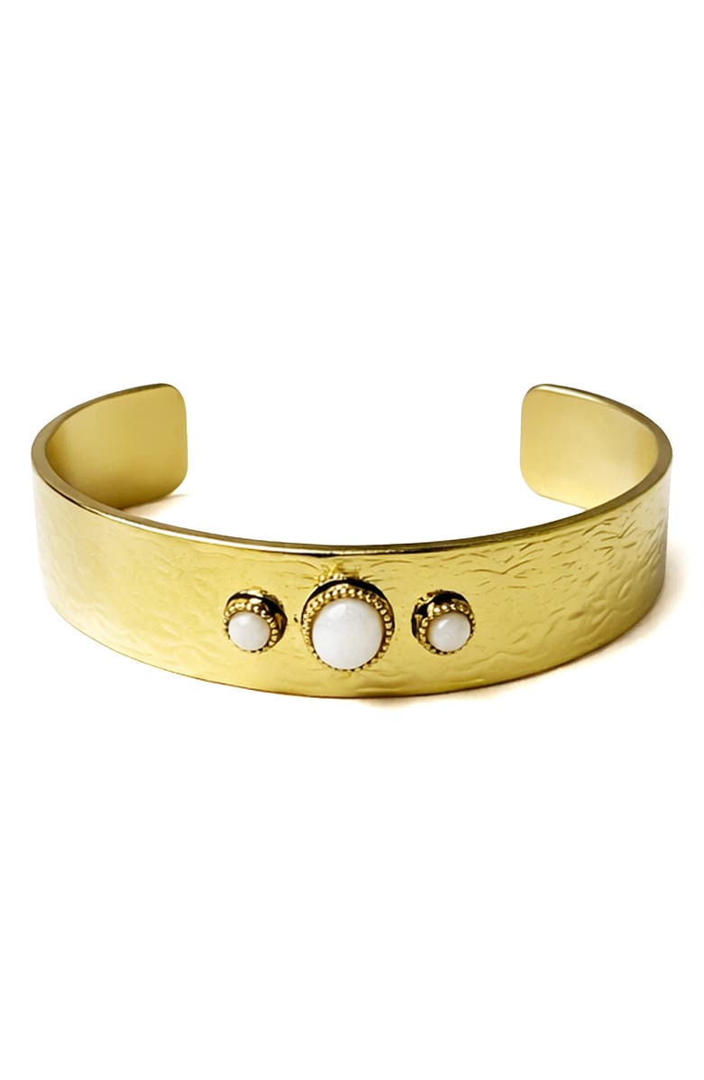 Panacea Hammered Circle Cuff Bracelet, Main, color, White