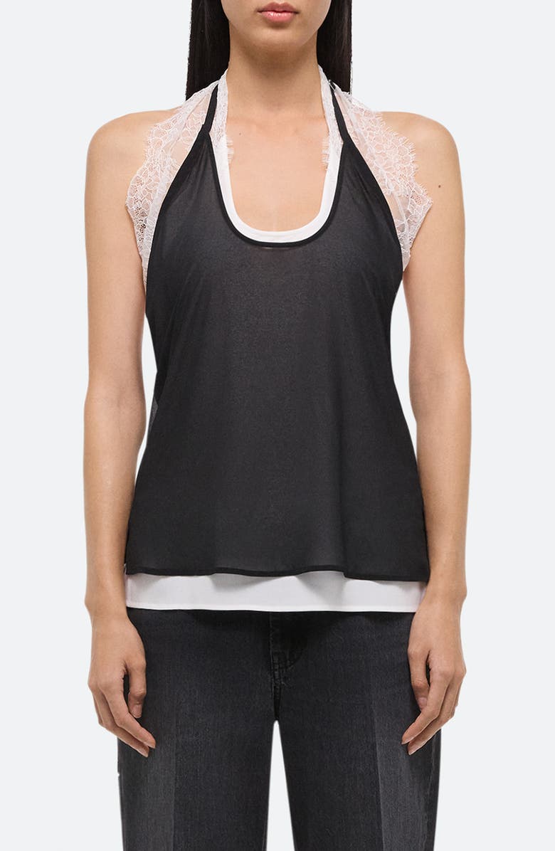 Helmut Lang Lace Dancer Stretch Silk Halter Top, Main, color, 