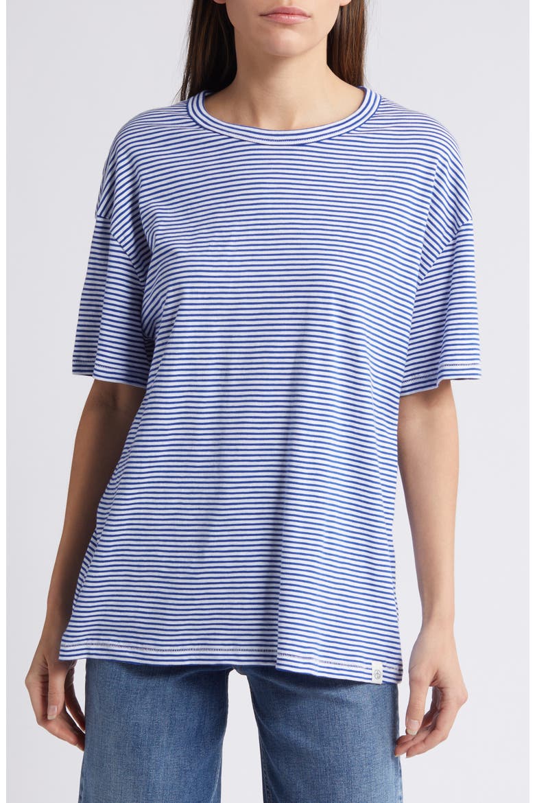 Stripe Boyfriend T-Shirt, Main, color, BLUE WHITE
