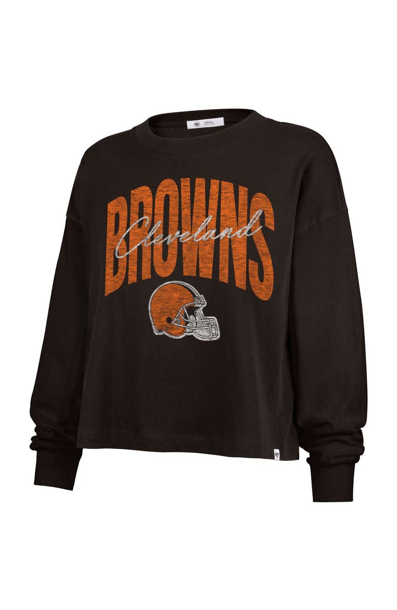 '47 Women's '47 Brown Cleveland Browns Muse Sydney Long Sleeve Cropped T-Shirt, Alternate, color, Brown