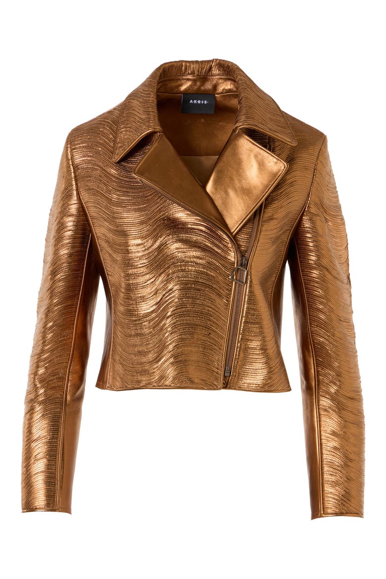 Lambskin Nappa Leather Moto Jacket, Alternate, color, GOLD