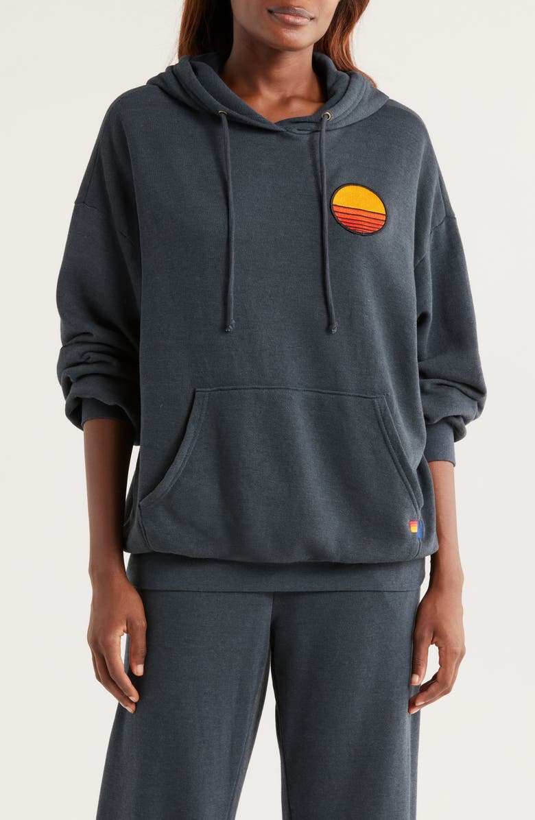 Aviator Nation Sunset Patch Hoodie, Main, color, Charcoal