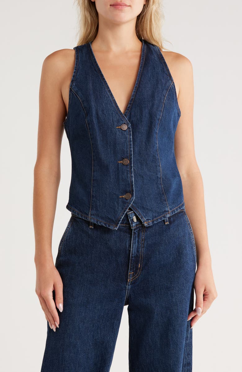 JASON WU Denim Vest, Main, color, Mid-Blue Denim