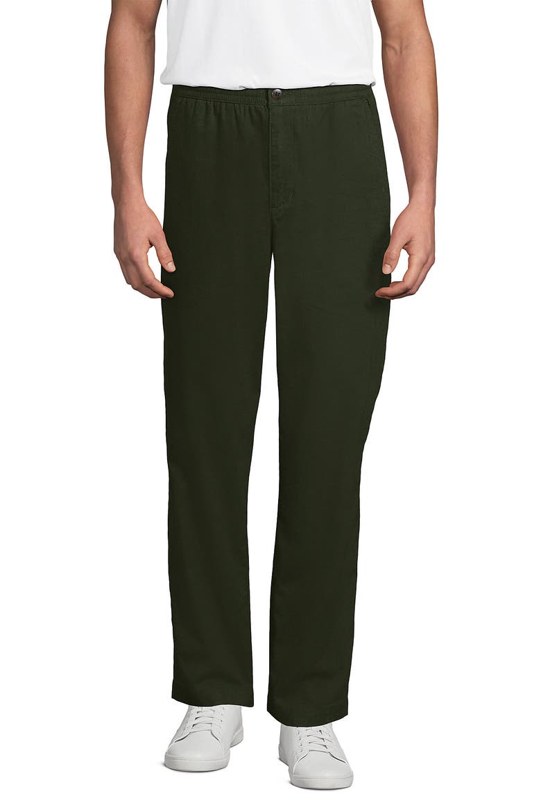 Linen Cotton E-Waist Pant, Main, color, Loden Green