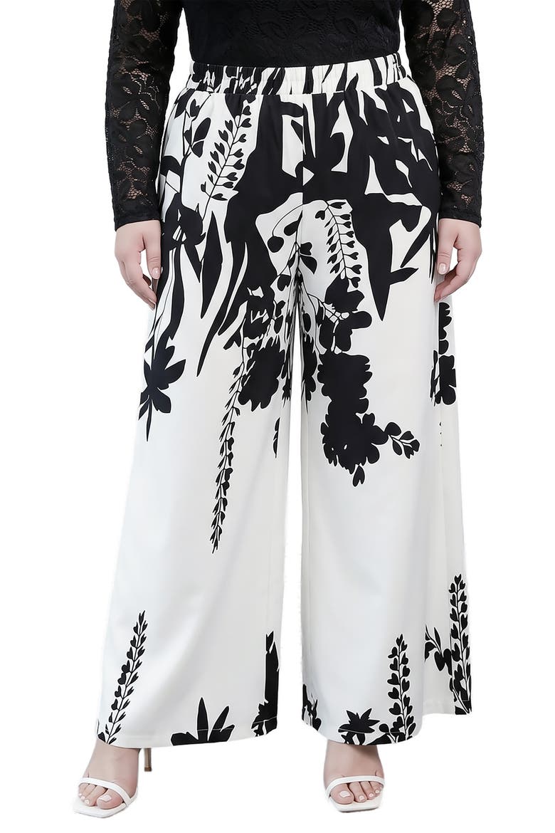 Abstract Pull-On Wide Leg Pants, Main, color, WHITE