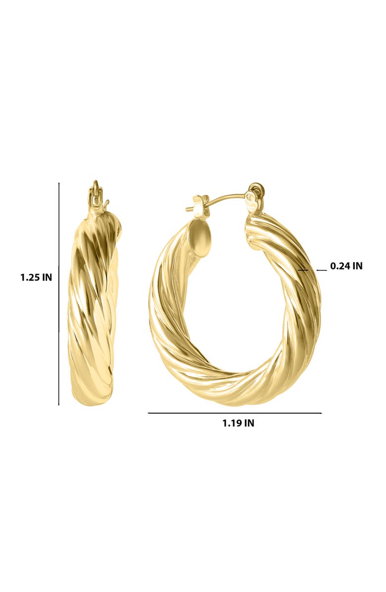 Jessica Simpson Women's Thick Twisted Hoop Earrings, Gold-Tone Small Hoop Earrings, Alternate, color, 