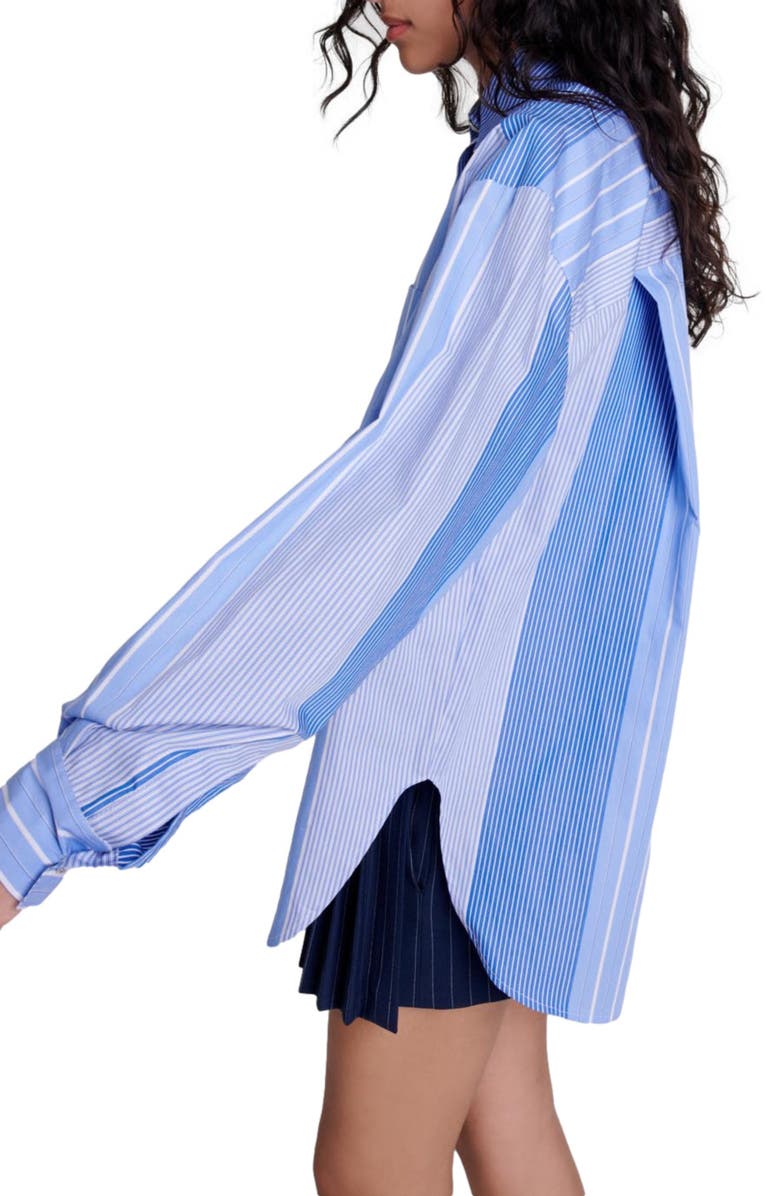 maje Striped patchwork shirt, Alternate, color, 