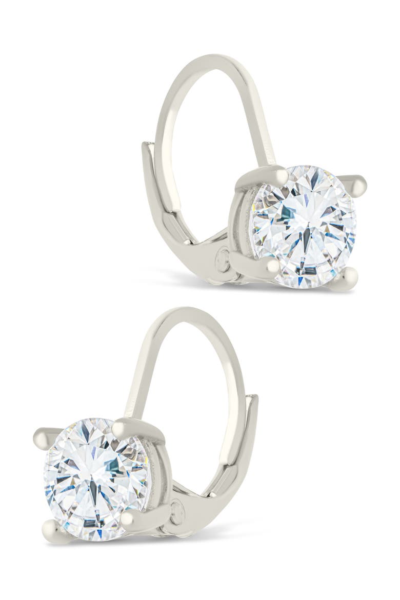 Round-Cut Cubic Zirconia Hoop Earrings, Alternate, color, SILVER