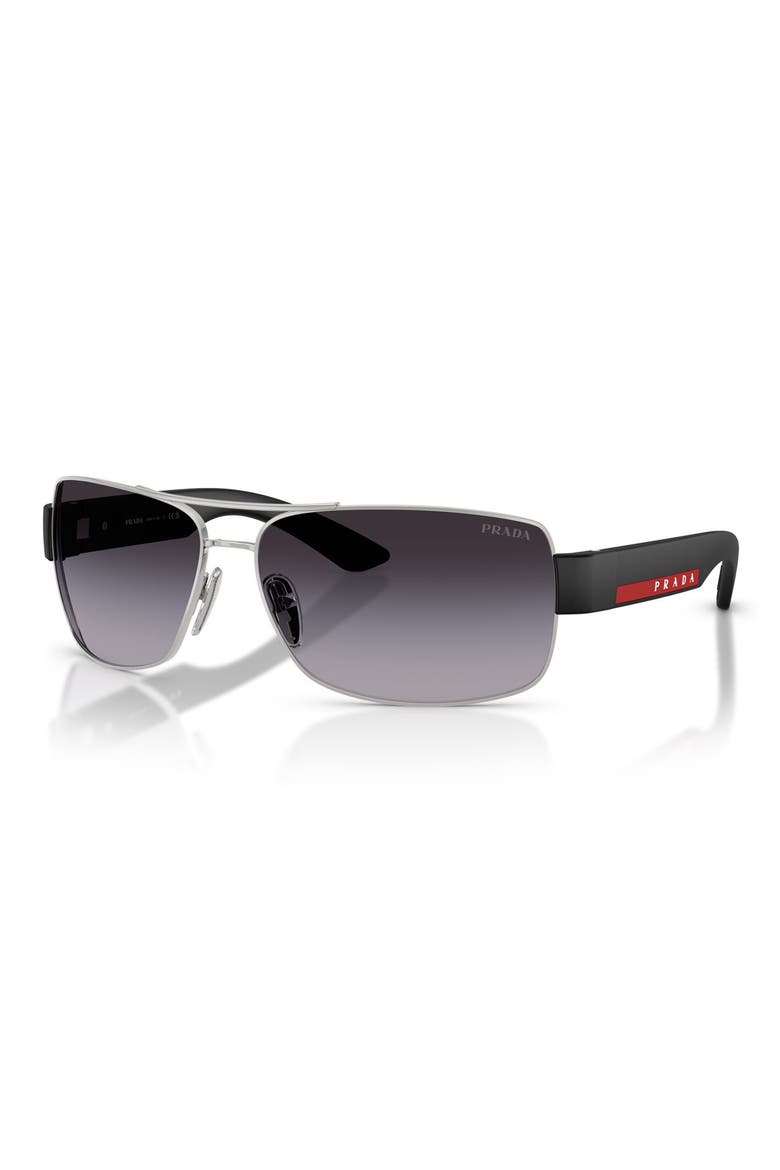 65mm Shield Sunglasses, Alternate, color, SILVER / GREY GRADIENT