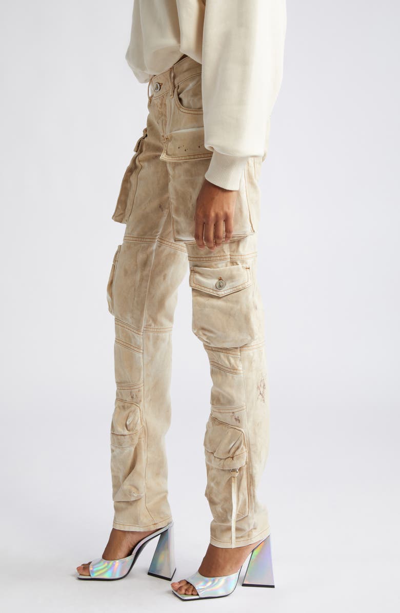 The Attico Essie Low Rise Denim Cargo Pants, Alternate, color,