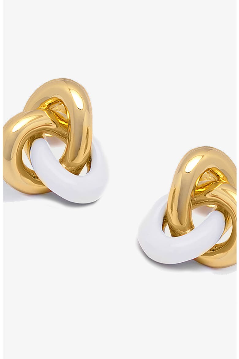 Seva Midi Face on Stud in Gold and White, Alternate, color, Gold / White Enamel