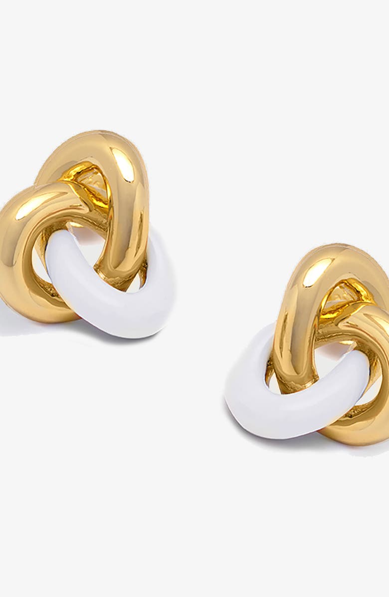 YOJ Seva Midi Face on Stud in Gold and White, Alternate, color, Gold / White Enamel