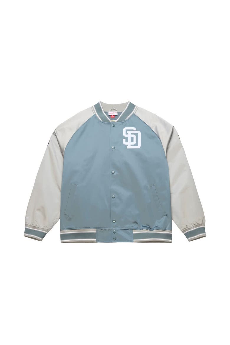 Men's Mitchell & Ness  Gray San Diego Padres Thunderstorm Head Coach Lightweight Satin Full-Snap Jacket, Main, color, Gray