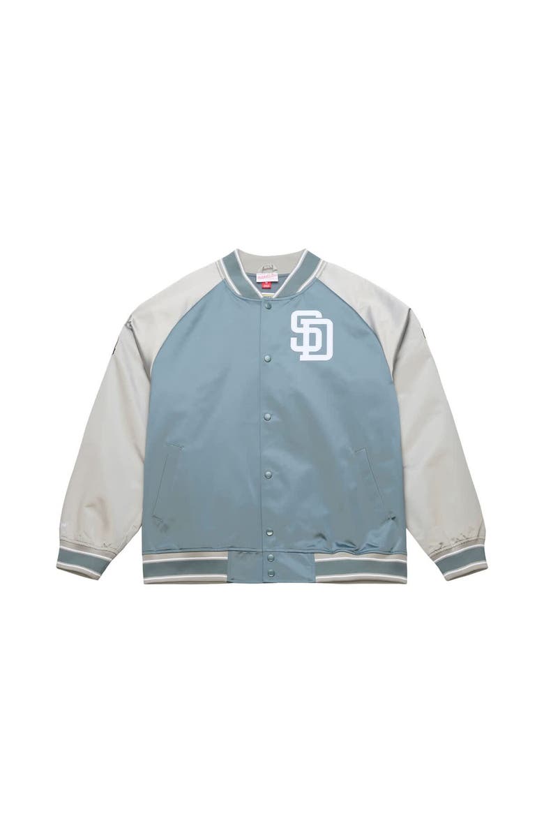 Mitchell & Ness Men's Mitchell & Ness  Gray San Diego Padres Thunderstorm Head Coach Lightweight Satin Full-Snap Jacket, Main, color, Gray