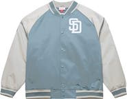 Mitchell & Ness Men's Mitchell & Ness  Gray San Diego Padres Thunderstorm Head Coach Lightweight Satin Full-Snap Jacket