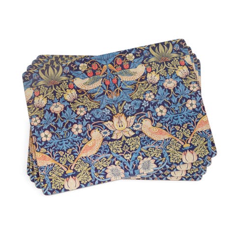 Strawberry Thief Blue Set of 4 Cork Back Placemats